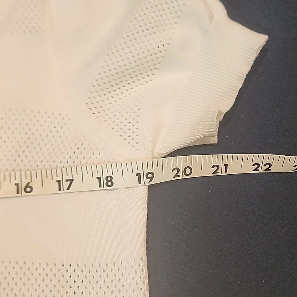 Cream Short-Sleeve Knit Cardigan Sweater - Picture 8 of 8